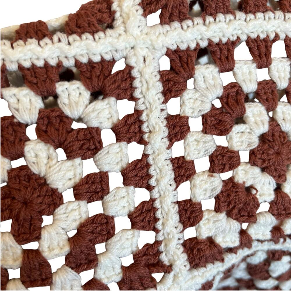 NWT Marine Layer Archive Celeste Crochet Dress Brown White Granny Square Size L - Picture 12 of 13